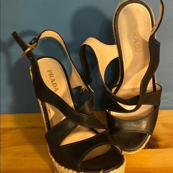 PRADA CORK WEDGE HEELS - Picture 10 of 11